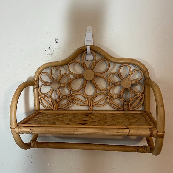 Urban Outfitters Accents Rattan Daisy Wall Shelf With Bar For